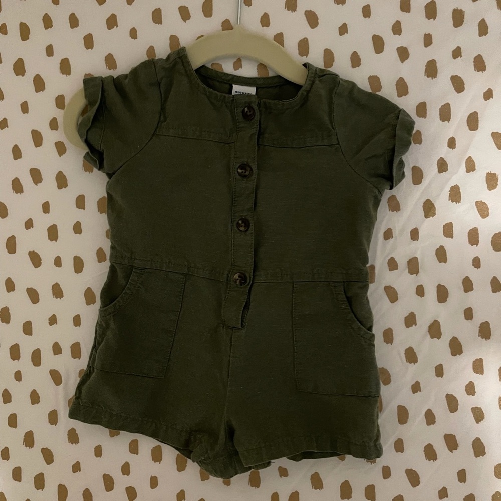Old navy olive romper 0-3